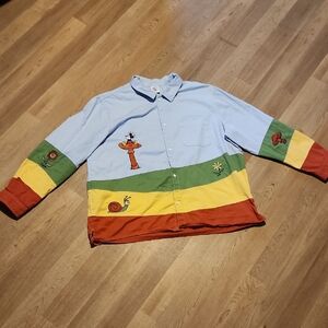 Vibrant Embroidered Button Down Shirt